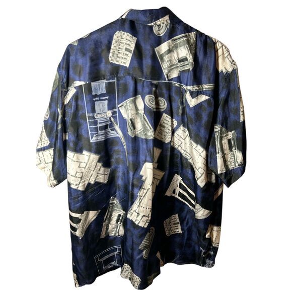 Cool Architect Roman‎ square compass  !00% Silk short Sleeve - Picture 2 of 4